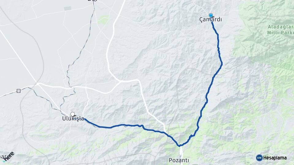 Niğde Çamardı Ulukışla Arası Kaç Km - Yol Haritası