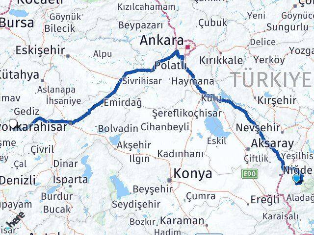 Niğde Çamardı Uşak Arası Kaç Km - Yol Haritası