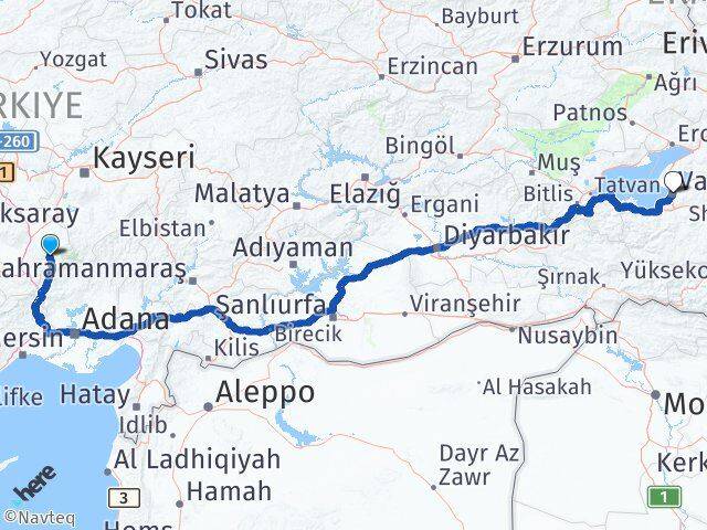 Niğde Çamardı Van Arası Kaç Km - Yol Haritası