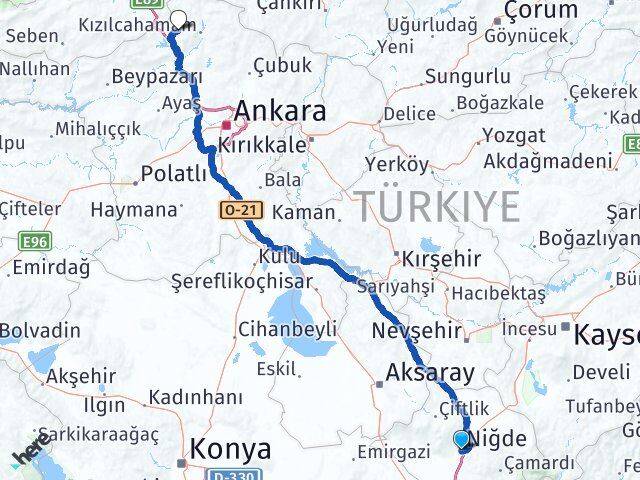 Niğde Çamlıdere Ankara Arası Kaç Km - Yol Haritası