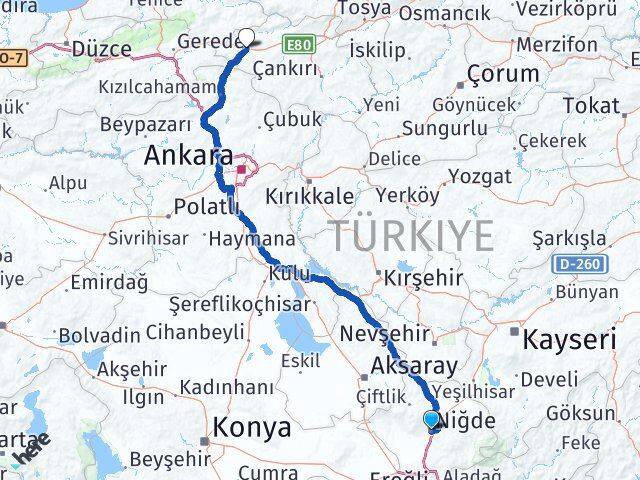 Niğde Çerkeş Çankırı Arası Kaç Km - Yol Haritası