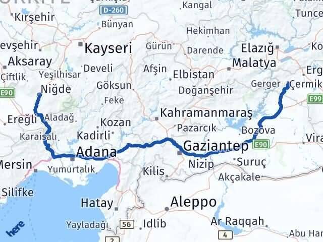 Niğde Çermik Diyarbakır Arası Kaç Km - Yol Haritası