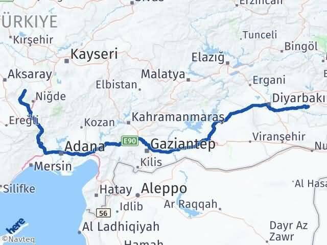 Niğde Çiftlik Batman Arası Kaç Km - Yol Haritası
