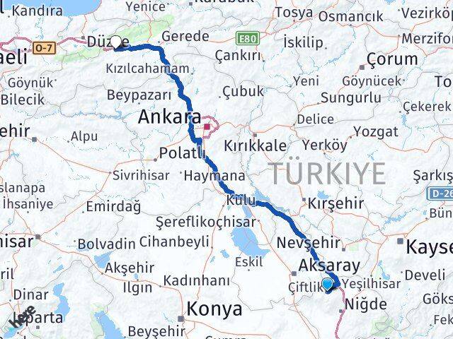 Çiftlik Bolu Arası Kaç Km - Yol Tarifi