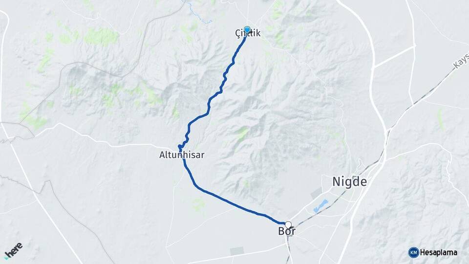 Niğde Çiftlik Bor Arası Kaç Km - Yol Haritası