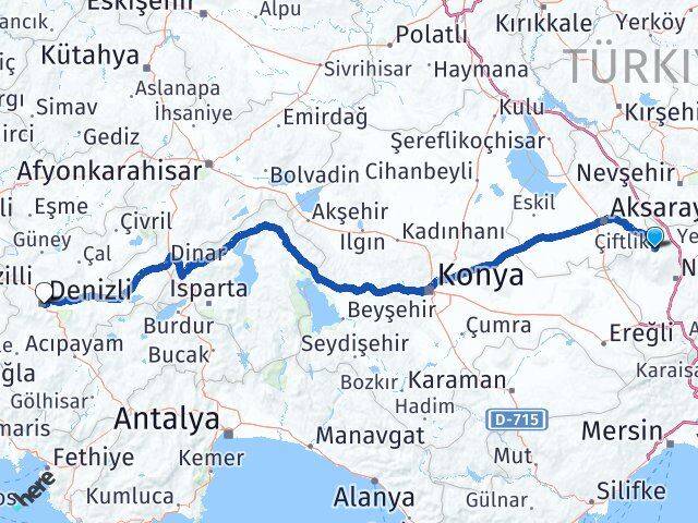 Niğde Çiftlik Denizli Arası Kaç Km - Yol Haritası