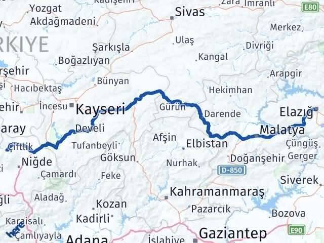Çiftlik Elazığ Arası Kaç Km - Yol Tarifi