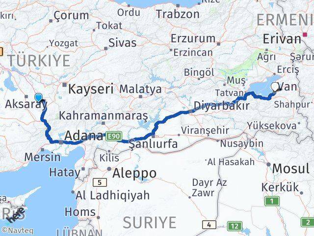 Niğde Çiftlik Van Arası Kaç Km - Yol Haritası