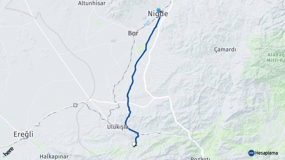 Niğde Darboğaz Ulukışla Arası Kaç Km - Yol Haritası
