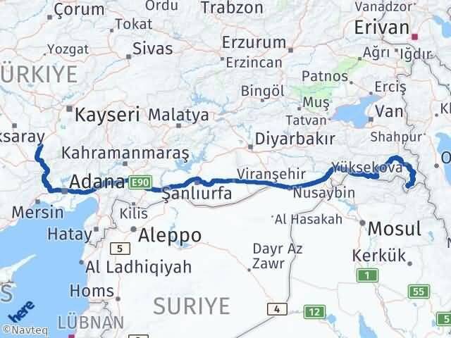 Niğde Derecik Hakkari Arası Kaç Km - Yol Haritası