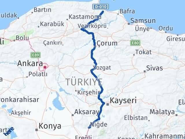 Niğde Dikmen Sinop Arası Kaç Km - Yol Haritası