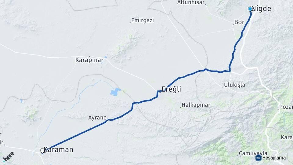 Niğde Gösterli Arası Kaç Km - Yol Haritası