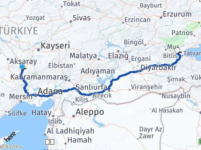 Niğde Güroymak Bitlis Arası Kaç Km - Yol Haritası