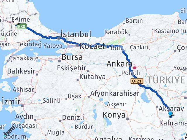 Niğde Havsa Edirne Arası Kaç Km - Yol Haritası