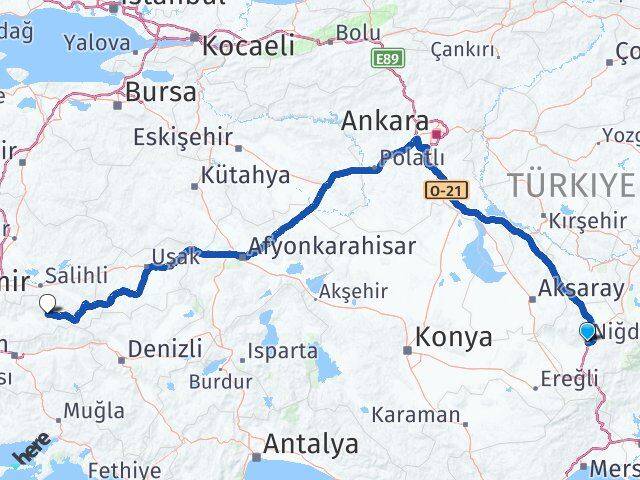 Niğde Kiraz İzmir Arası Kaç Km - Yol Haritası