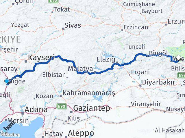 Niğde Korkut Muş Arası Kaç Km - Yol Haritası