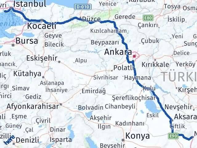 Niğde Küçükçekmece İstanbul Arası Kaç Km - Yol Haritası