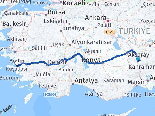 Niğde Kuşadası Aydın Arası Kaç Km - Yol Haritası
