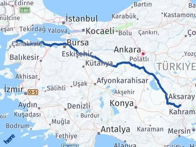 Niğde Lapseki Çanakkale Arası Kaç Km - Yol Haritası