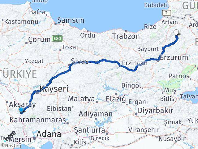 Niğde Olur Erzurum Arası Kaç Km - Yol Haritası