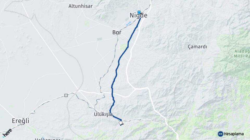 Niğde Porsuk Ulukışla Arası Kaç Km - Yol Haritası