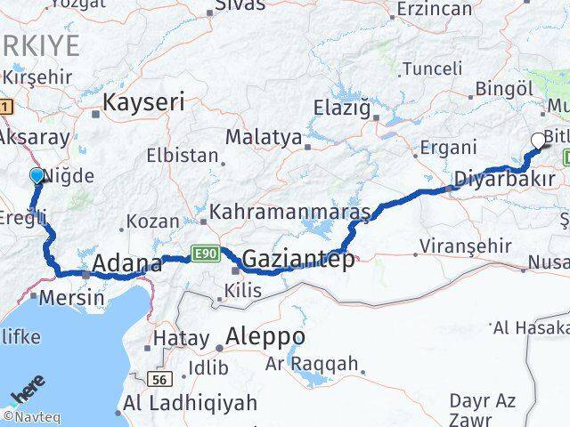 Niğde Sason Batman Arası Kaç Km - Yol Haritası