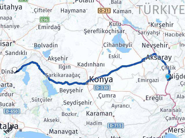 Niğde Senirkent Isparta Arası Kaç Km - Yol Haritası