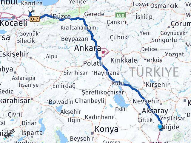 Niğde Söğütlü Sakarya Arası Kaç Km - Yol Haritası