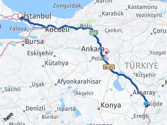 Niğde Sultangazi İstanbul Arası Kaç Km - Yol Haritası