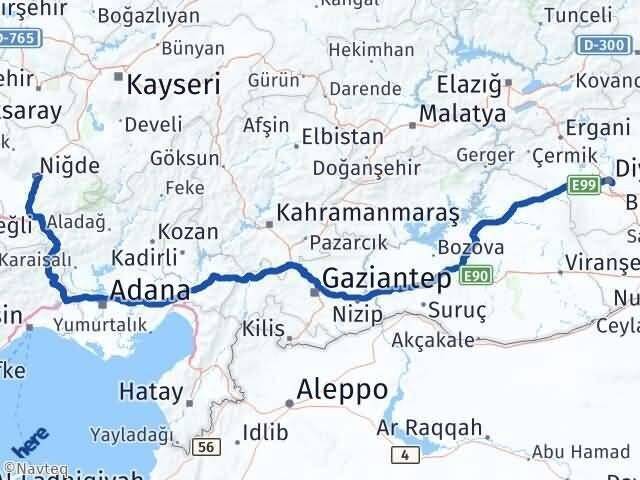 Niğde Sur Diyarbakır Arası Kaç Km - Yol Haritası