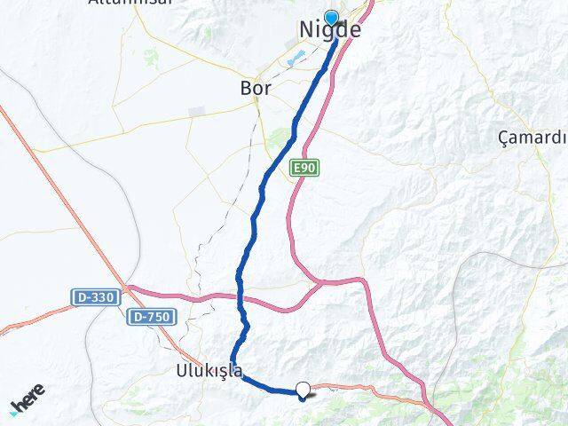 Niğde Tekneçukur Ulukışla Arası Kaç Km - Yol Haritası