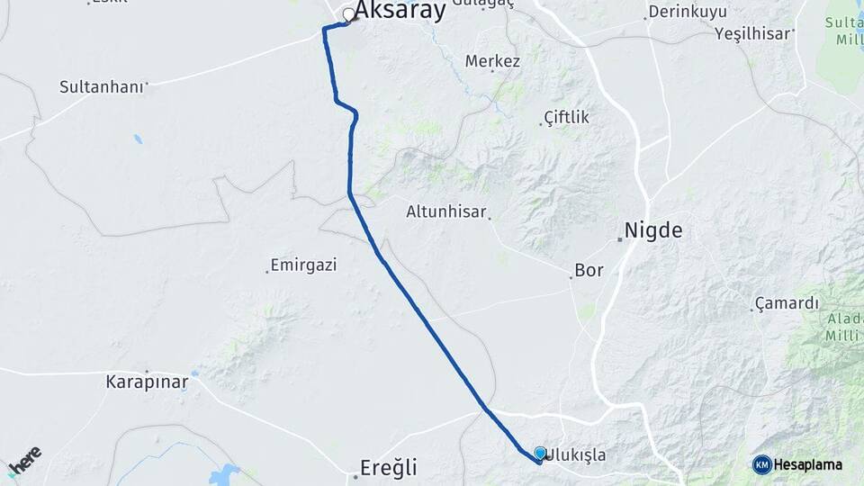 Niğde Ulukışla Aksaray Arası Kaç Km - Yol Haritası