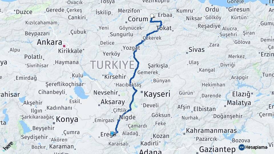 Ulukışla Amasya Arası Kaç Km - Yol Tarifi
