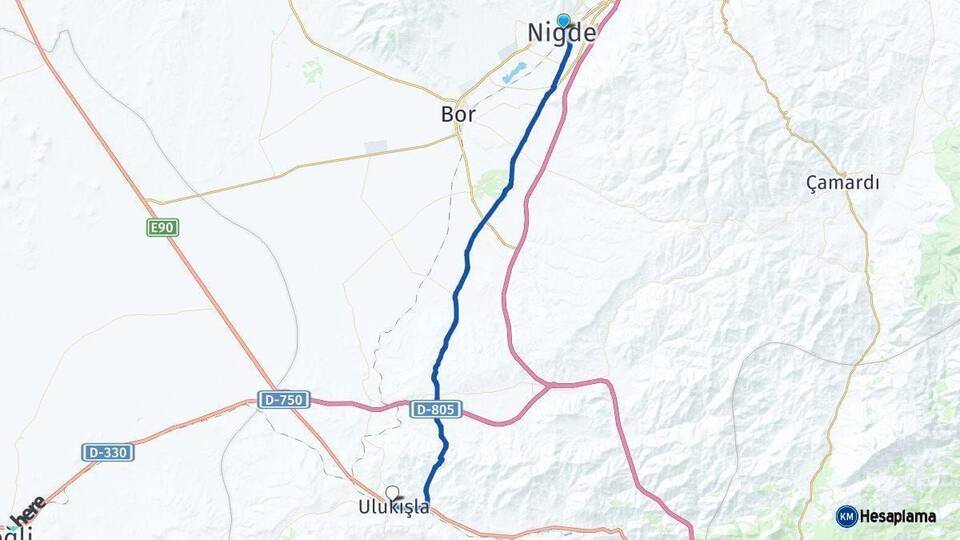 Niğde Ulukışla Arası Kaç Km - Yol Haritası