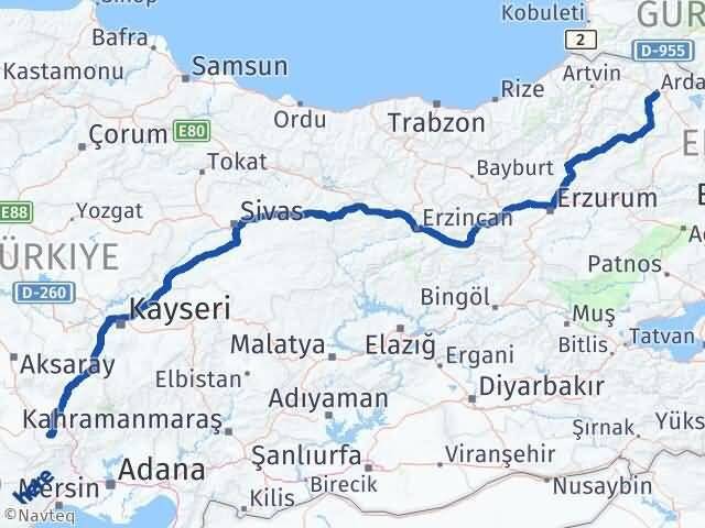 Niğde Ulukışla Ardahan Arası Kaç Km - Yol Haritası