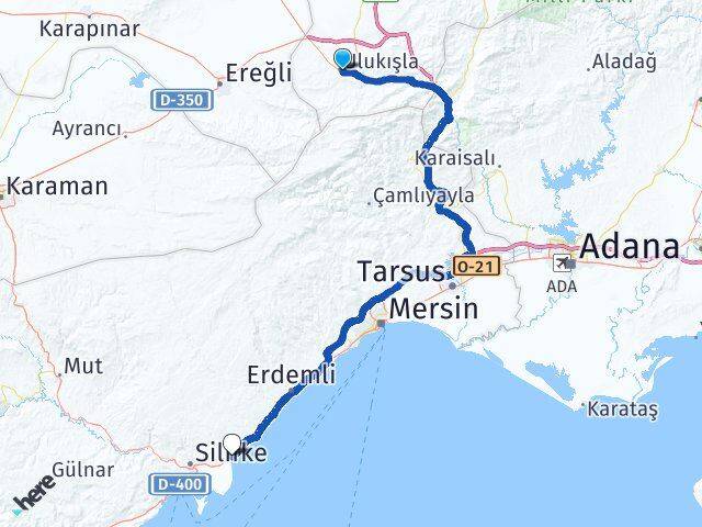 Niğde Ulukışla Atakent Silifke Mersin Arası Kaç Km - Yol Haritası