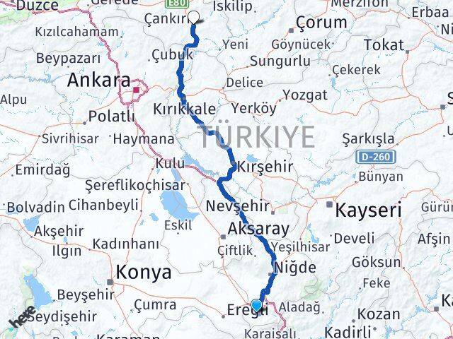Niğde Ulukışla Çankırı Arası Kaç Km - Yol Haritası
