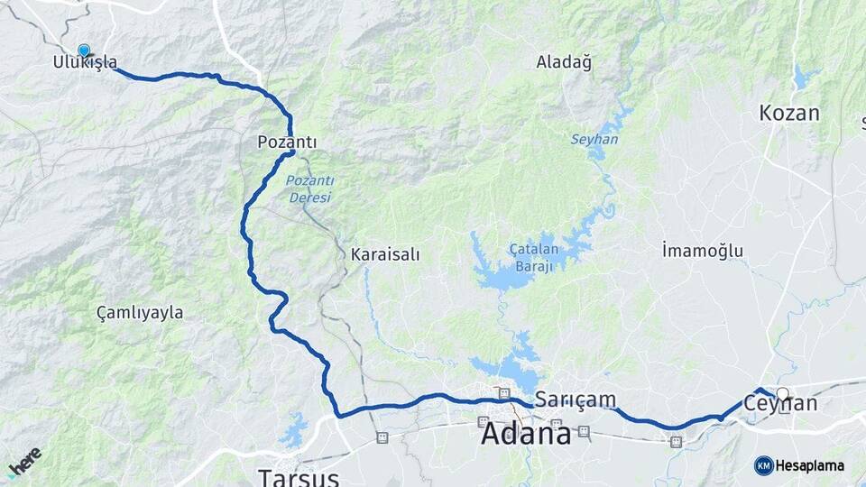 Niğde Ulukışla Ceyhan Adana Arası Kaç Km - Yol Haritası