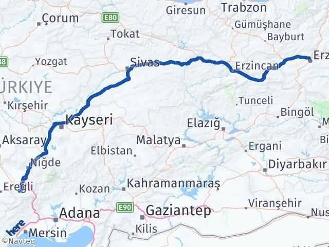 Niğde Ulukışla Erzurum Arası Kaç Km - Yol Haritası