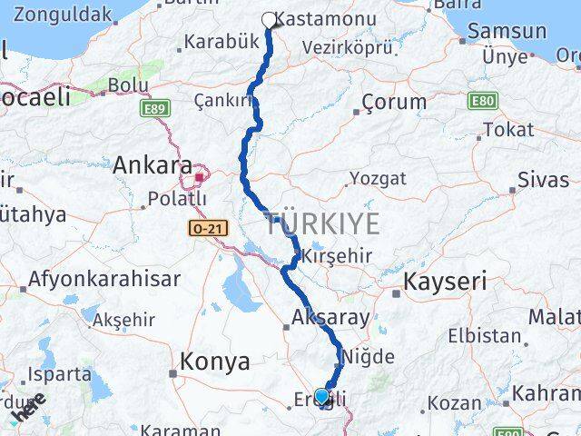 Niğde Ulukışla Kastamonu Arası Kaç Km - Yol Haritası