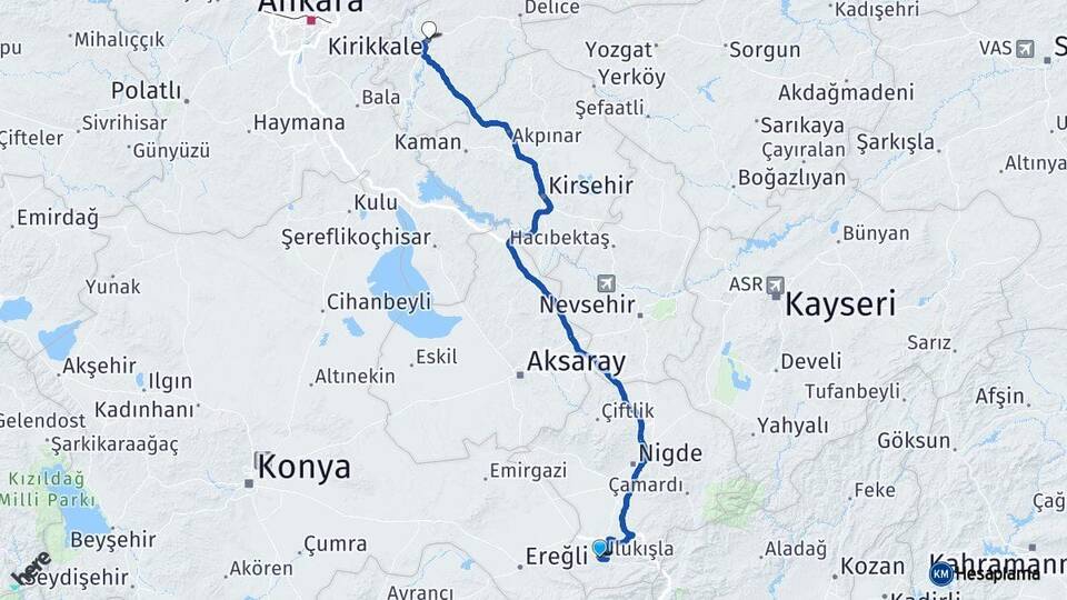 Niğde Ulukışla Kırıkkale Arası Kaç Km - Yol Haritası