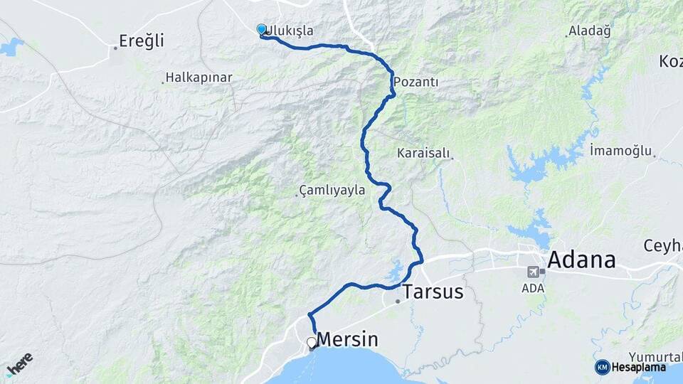 Niğde Ulukışla Mersin Arası Kaç Km - Yol Haritası