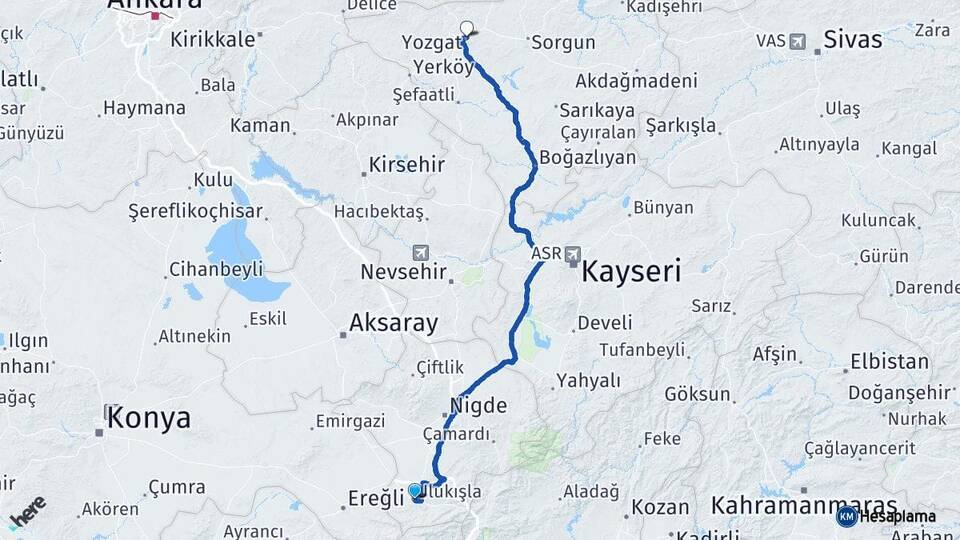Niğde Ulukışla Yozgat Arası Kaç Km - Yol Haritası