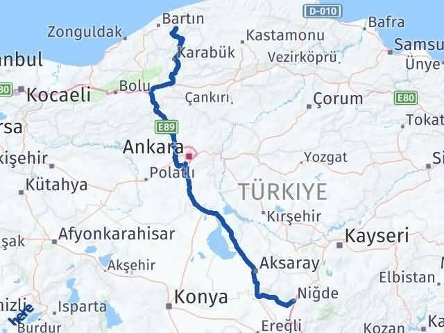 Niğde Ulus Bartın Arası Kaç Km - Yol Haritası
