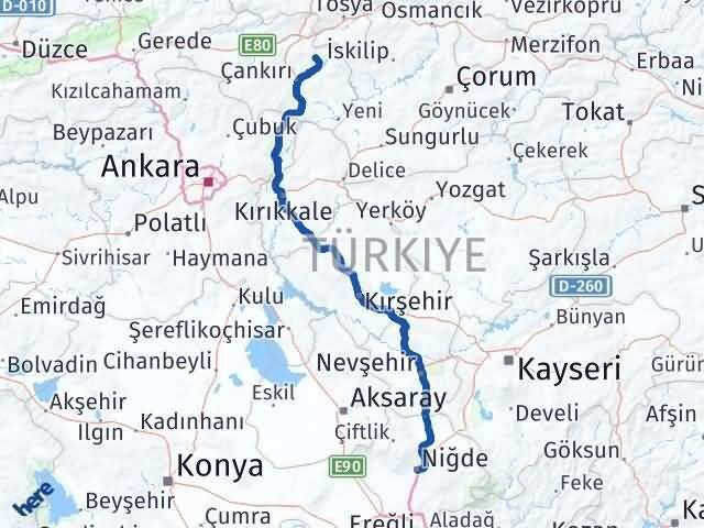Niğde Yapraklı Arası Kaç Km - Yol Tarifi