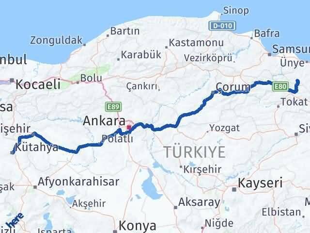 Akkuş Kütahya Arası Kaç Km - Yol Tarifi