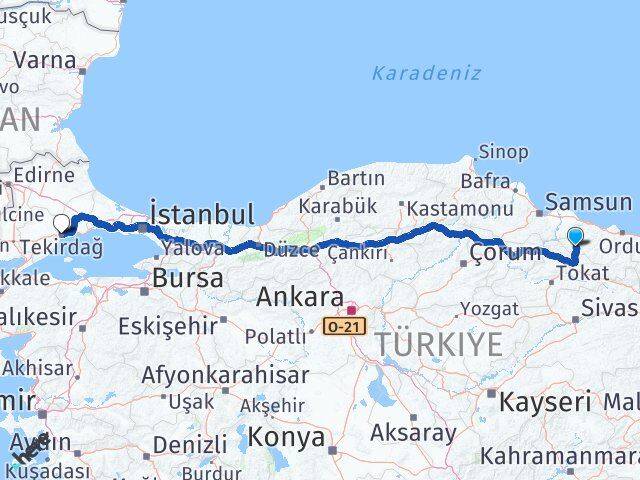 Akkuş Tekirdağ Arası Kaç Km - Yol Tarifi