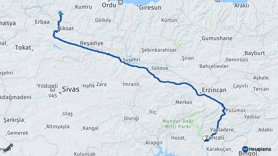 Akkuş Tunceli Arası Kaç Km - Yol Tarifi