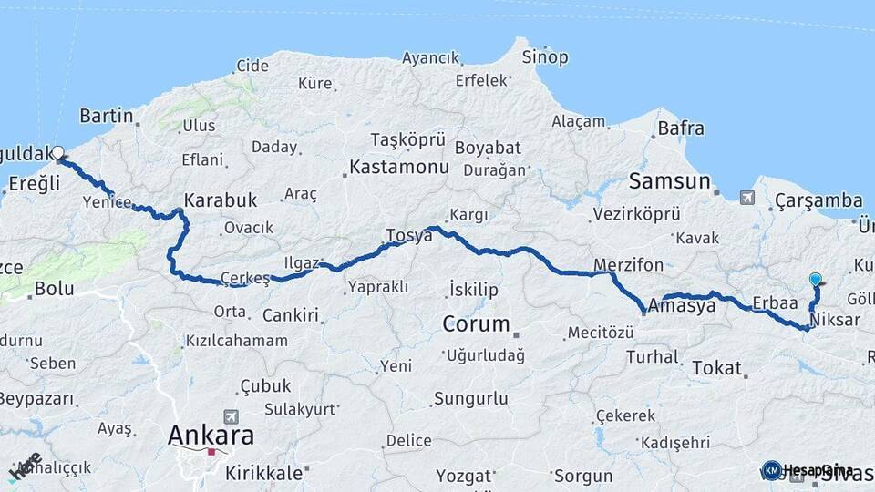 Akkuş Zonguldak Arası Kaç Km - Yol Tarifi