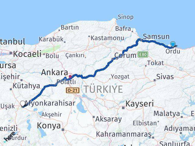 Altınordu Afyonkarahisar Arası Kaç Km - Yol Tarifi